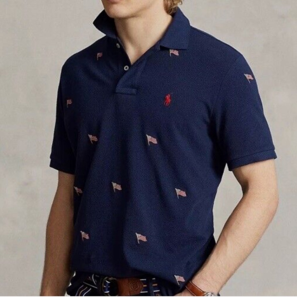 Polo Ralph Lauren American Flag Collar Shirt NWT